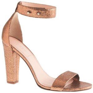 J crew block heel crackle gold bronze ankle strap